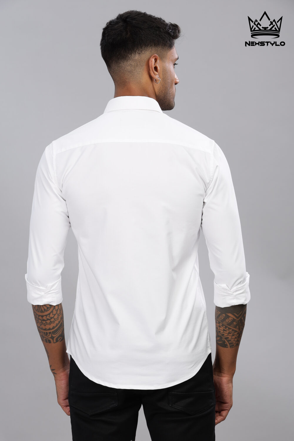 Plain Slim Fit White Shirt - Image 3