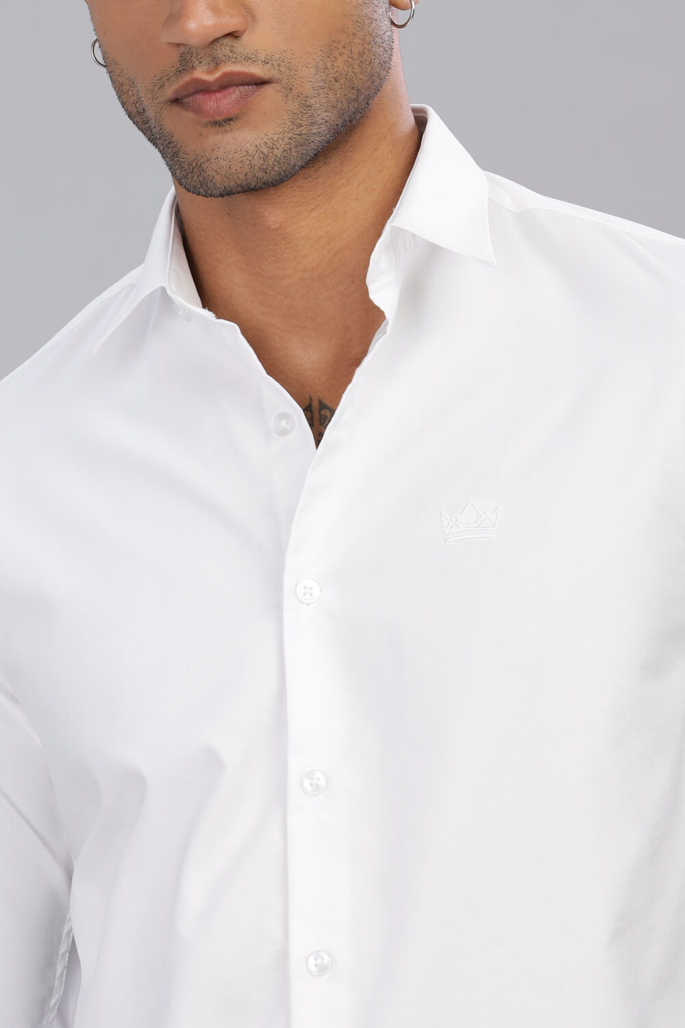 Plain Slim Fit White Shirt - Image 5