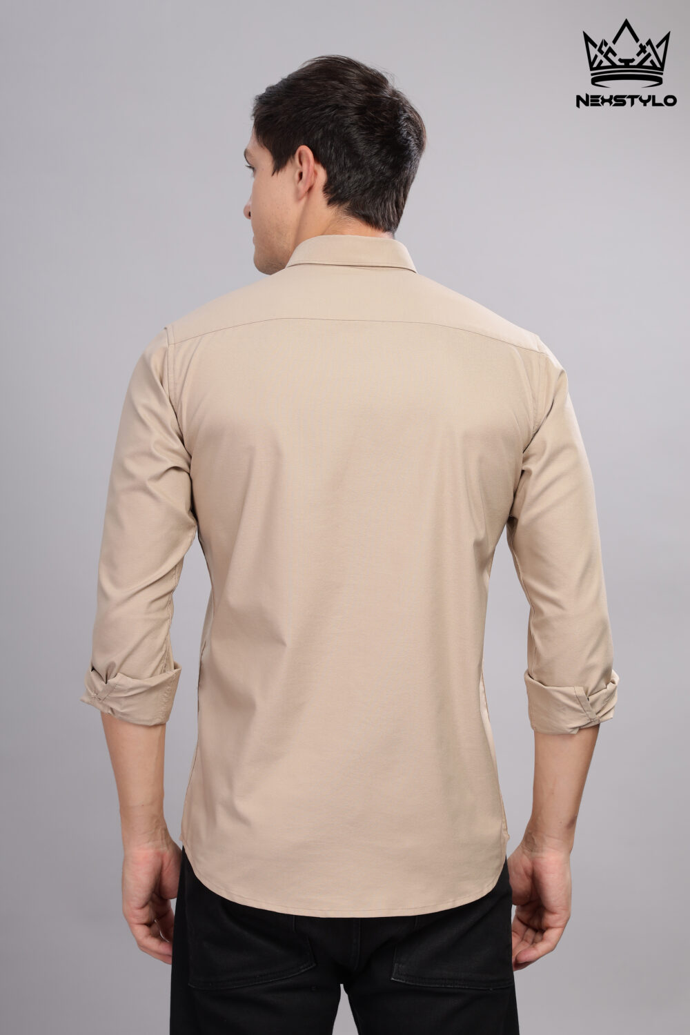 Plain Slim Fit Fawn Shirt - Image 3