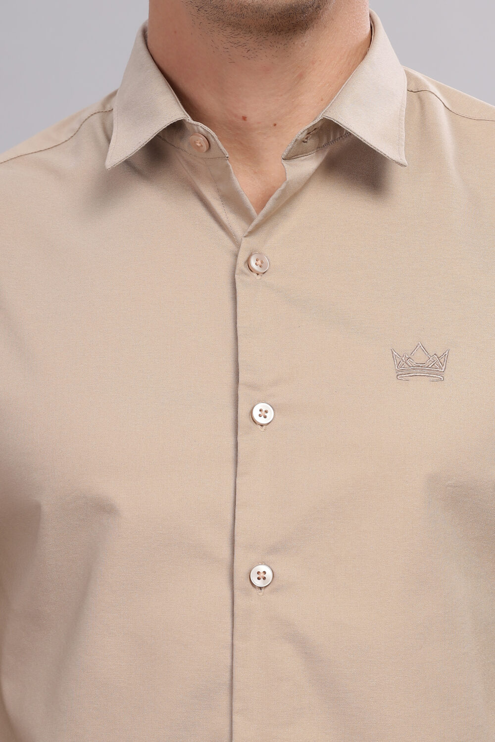 Plain Slim Fit Fawn Shirt - Image 6