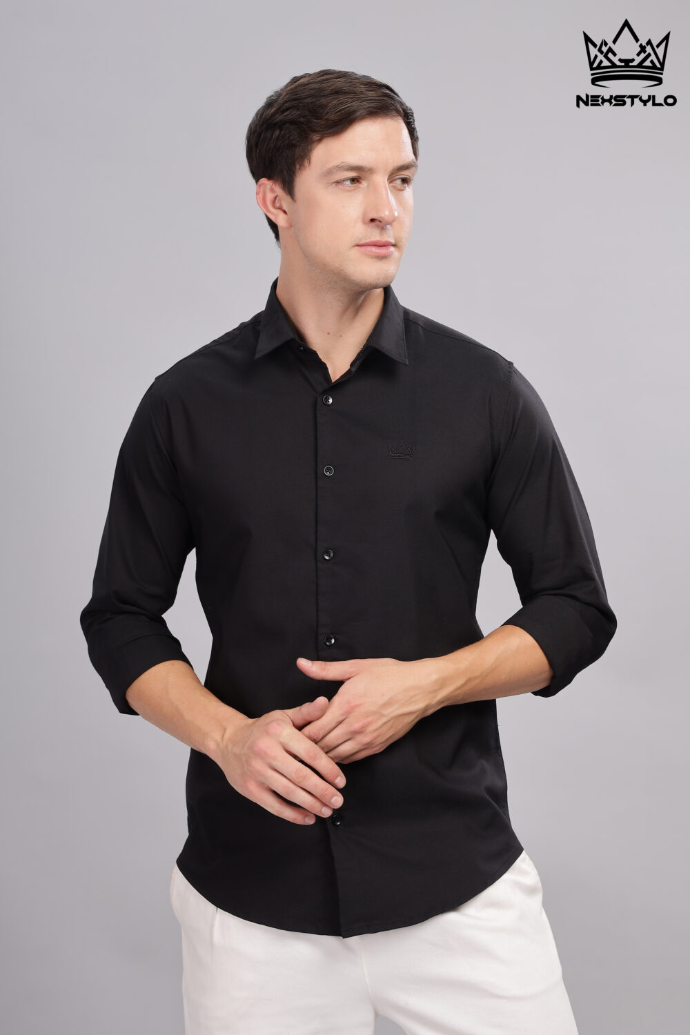 Plain Slim Fit Black Shirt