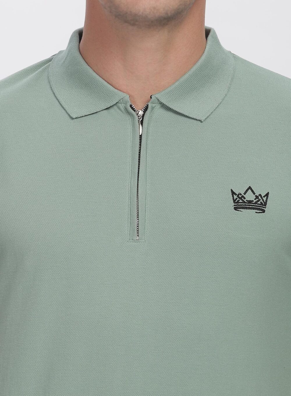 Olive green Zipper Polo T-shirt - Image 5