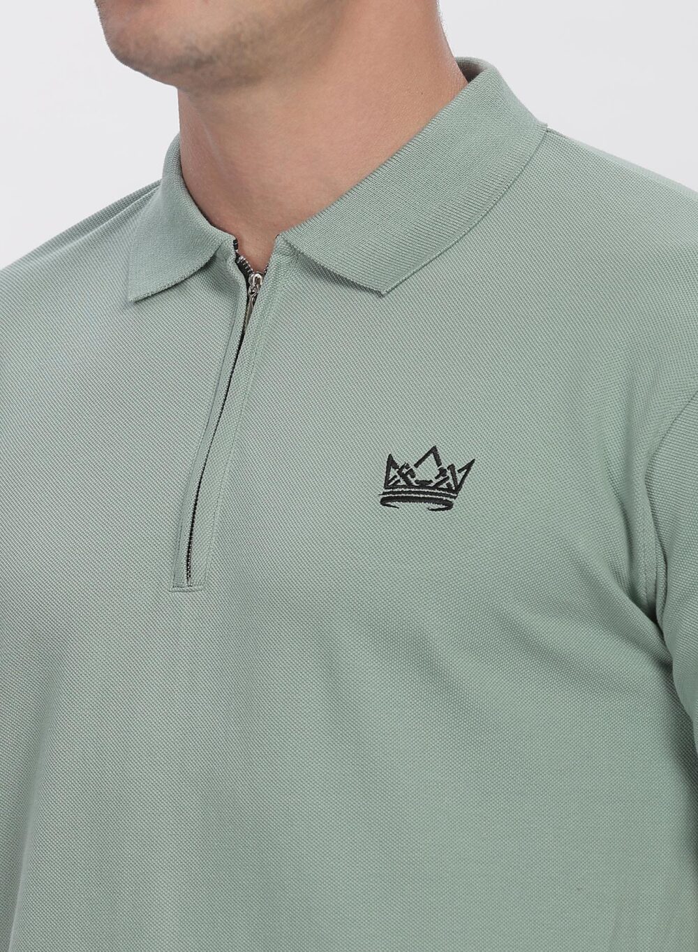 Olive green Zipper Polo T-shirt - Image 8