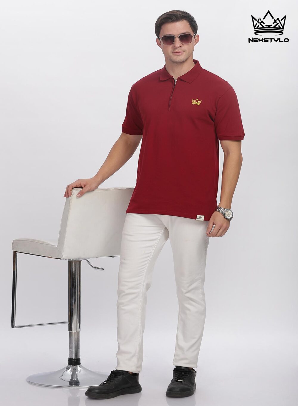 Mazoon Zipper Polo T-shirt - Image 7