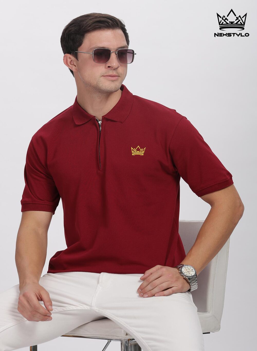 Mazoon Zipper Polo T-shirt - Image 6