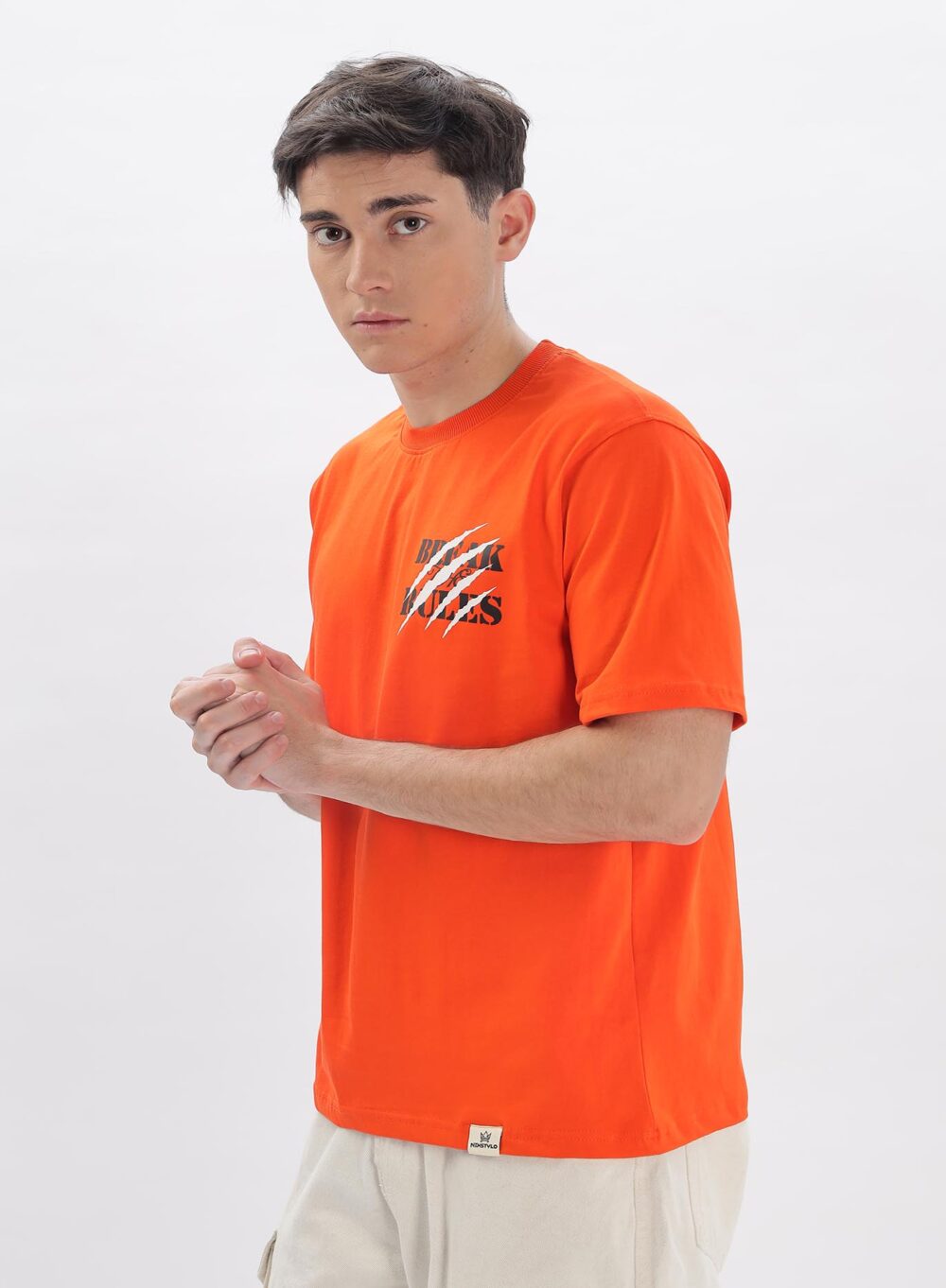 Orange  Slim Fit  T-shirts Break the rules - Image 5