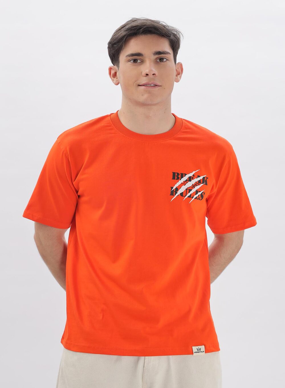 Orange  Slim Fit  T-shirts Break the rules - Image 2