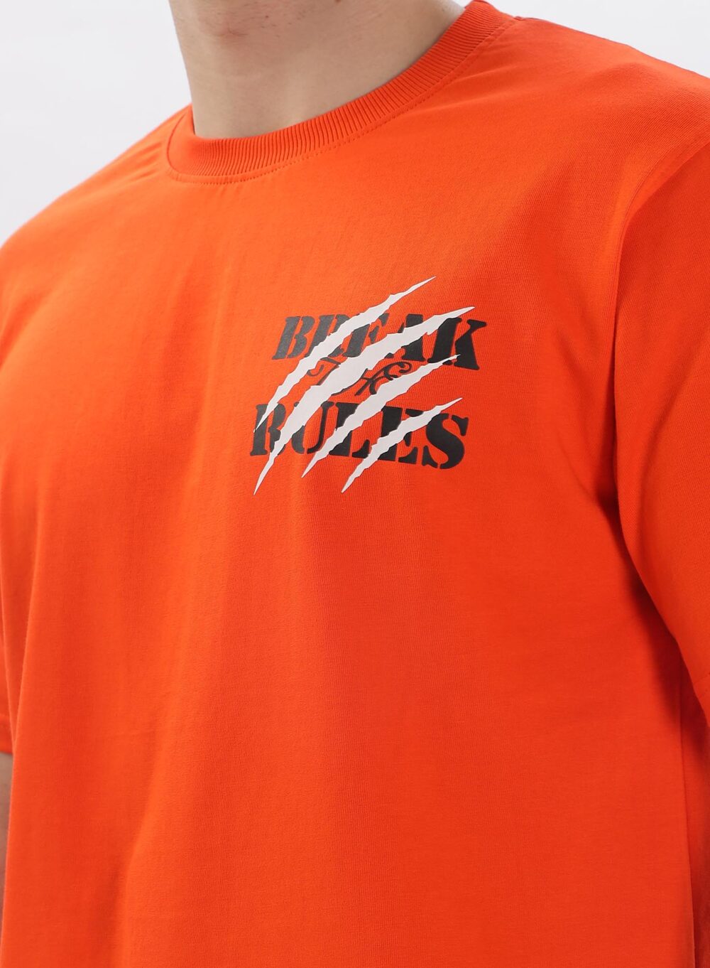 Orange  Slim Fit  T-shirts Break the rules - Image 3