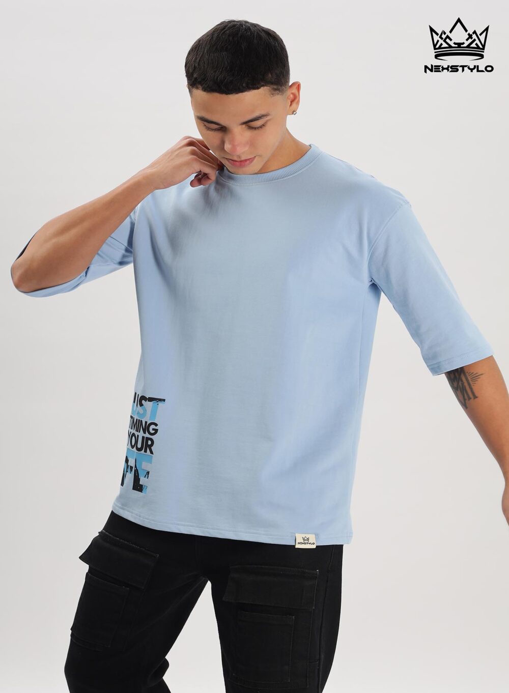 Sky blue oversized T-shirt - Image 5