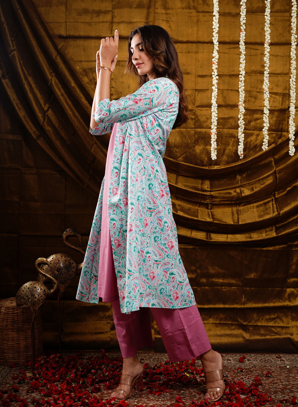 Kurta Set with long printed jacket - Image 2