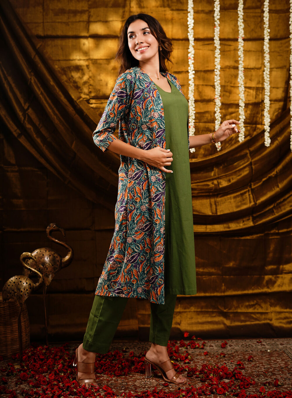 Kurta Set  With Long Printed Jacket - Image 10