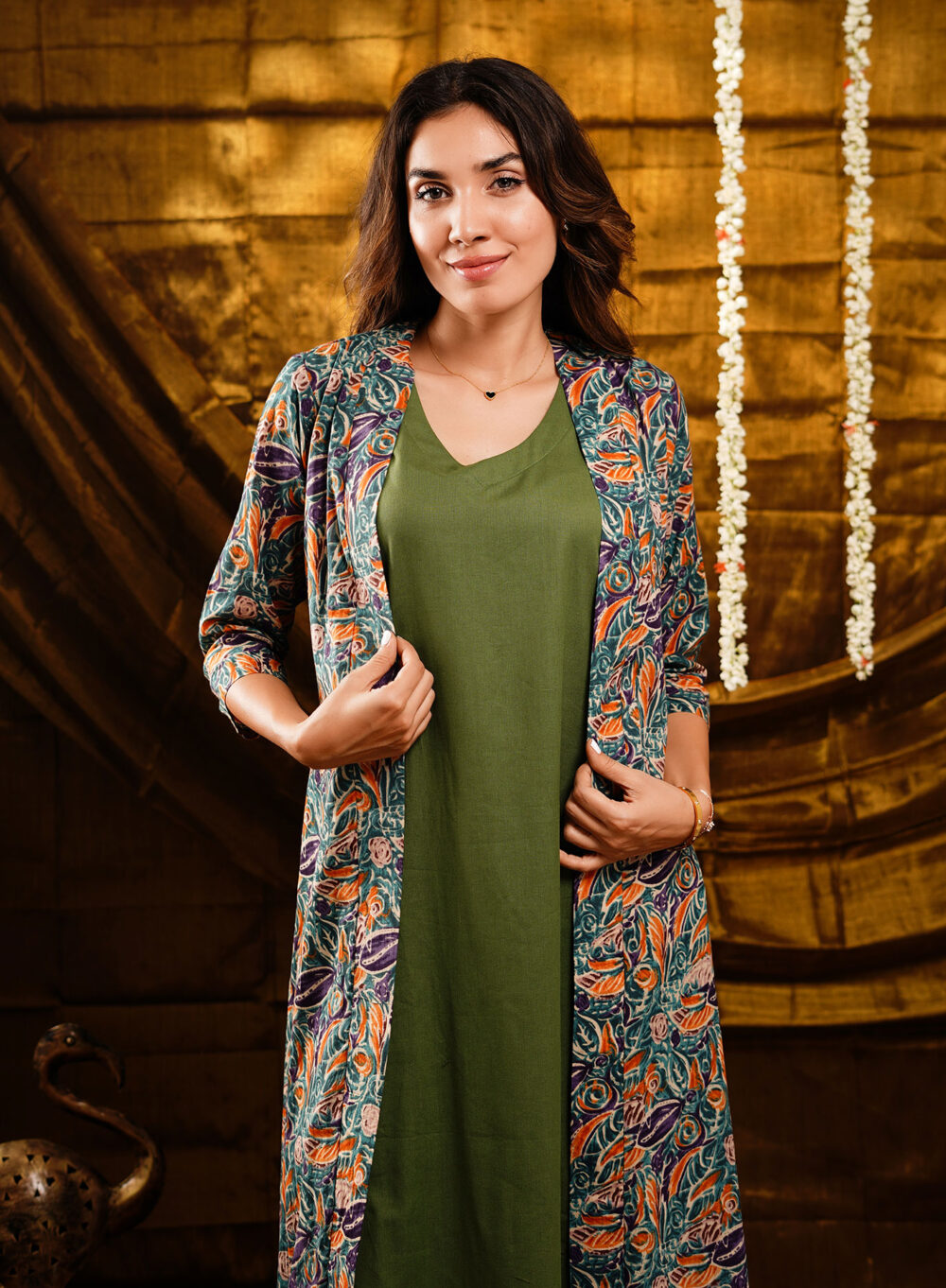 Kurta Set  With Long Printed Jacket - Image 2