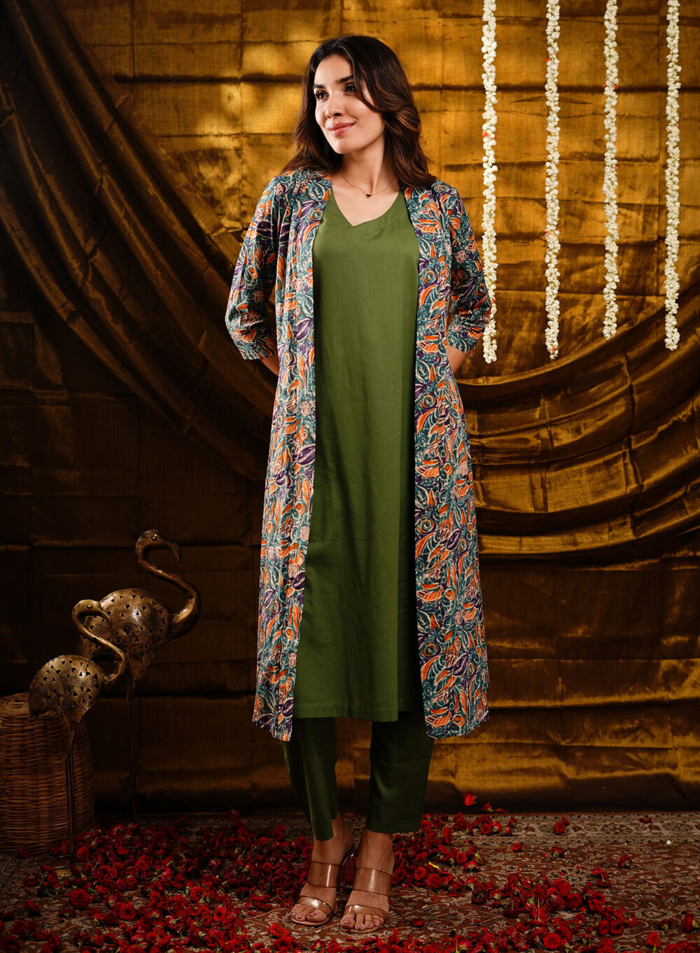 Kurta Set  With Long Printed Jacket - Image 4