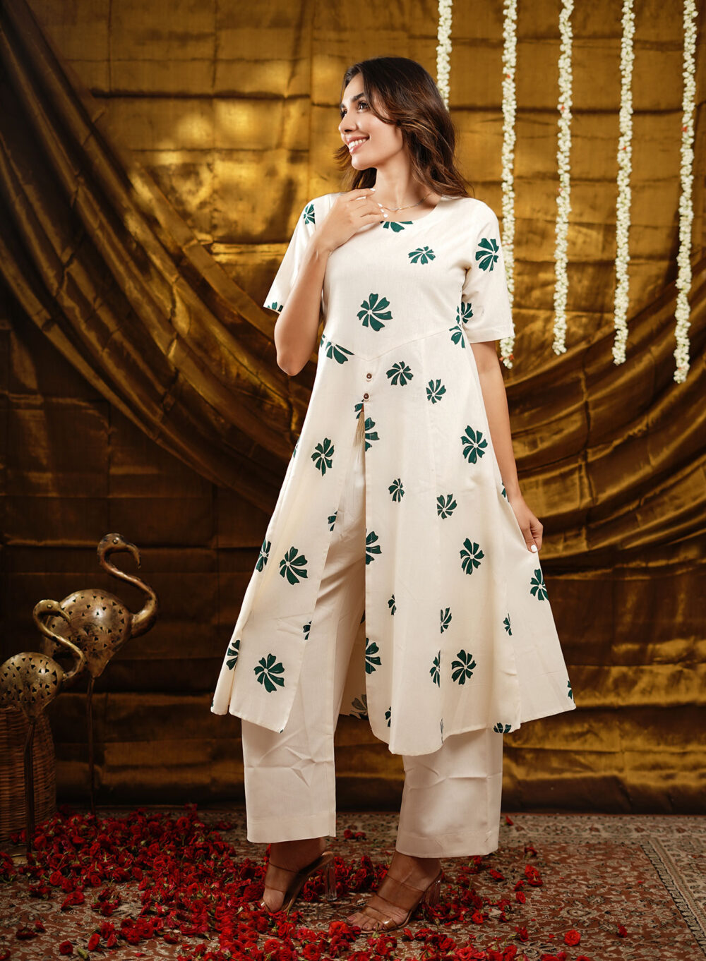 Centre Split Printed Kurta pant set