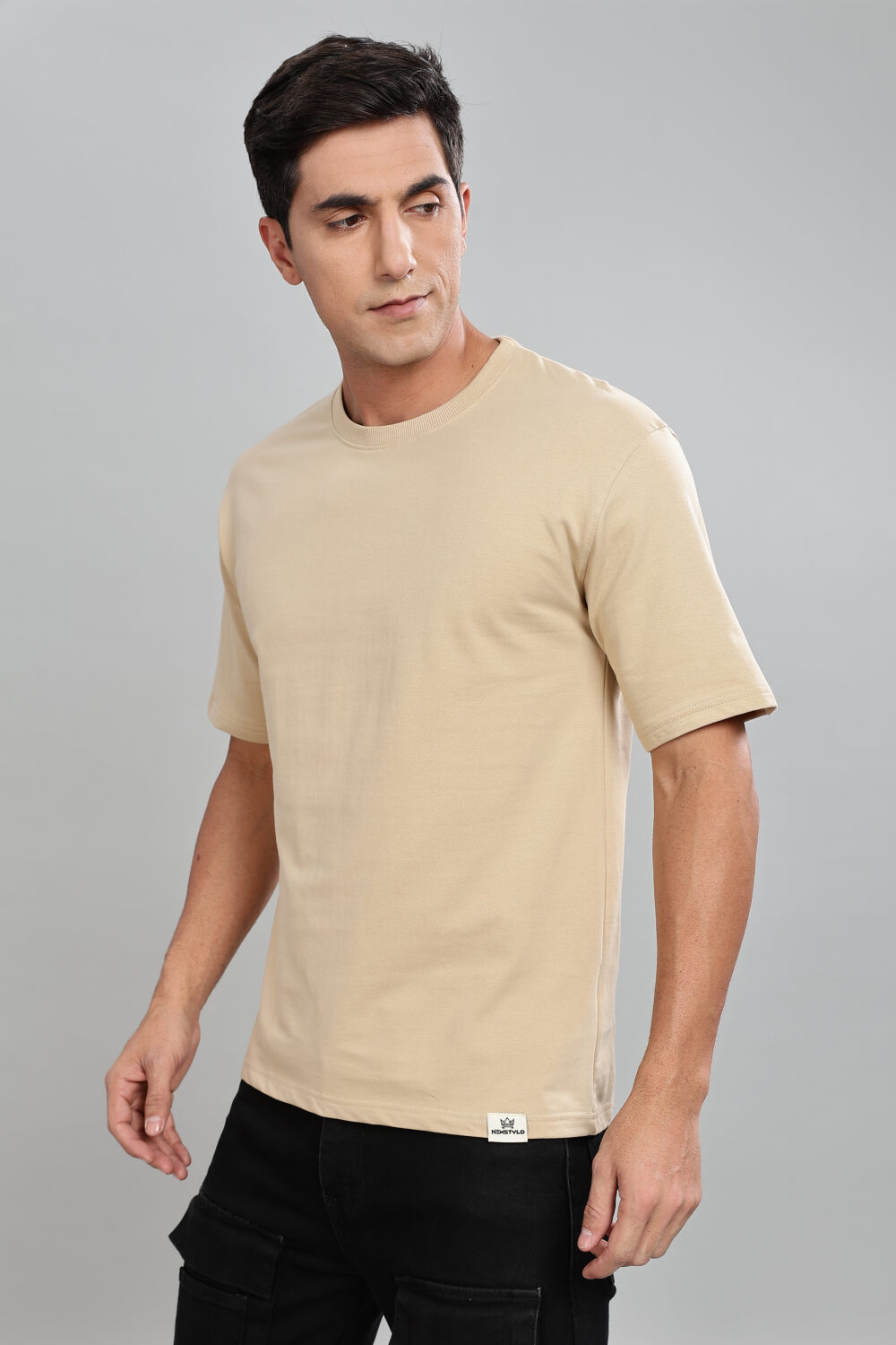 Beige Slim Fit  T-shirts - Image 4