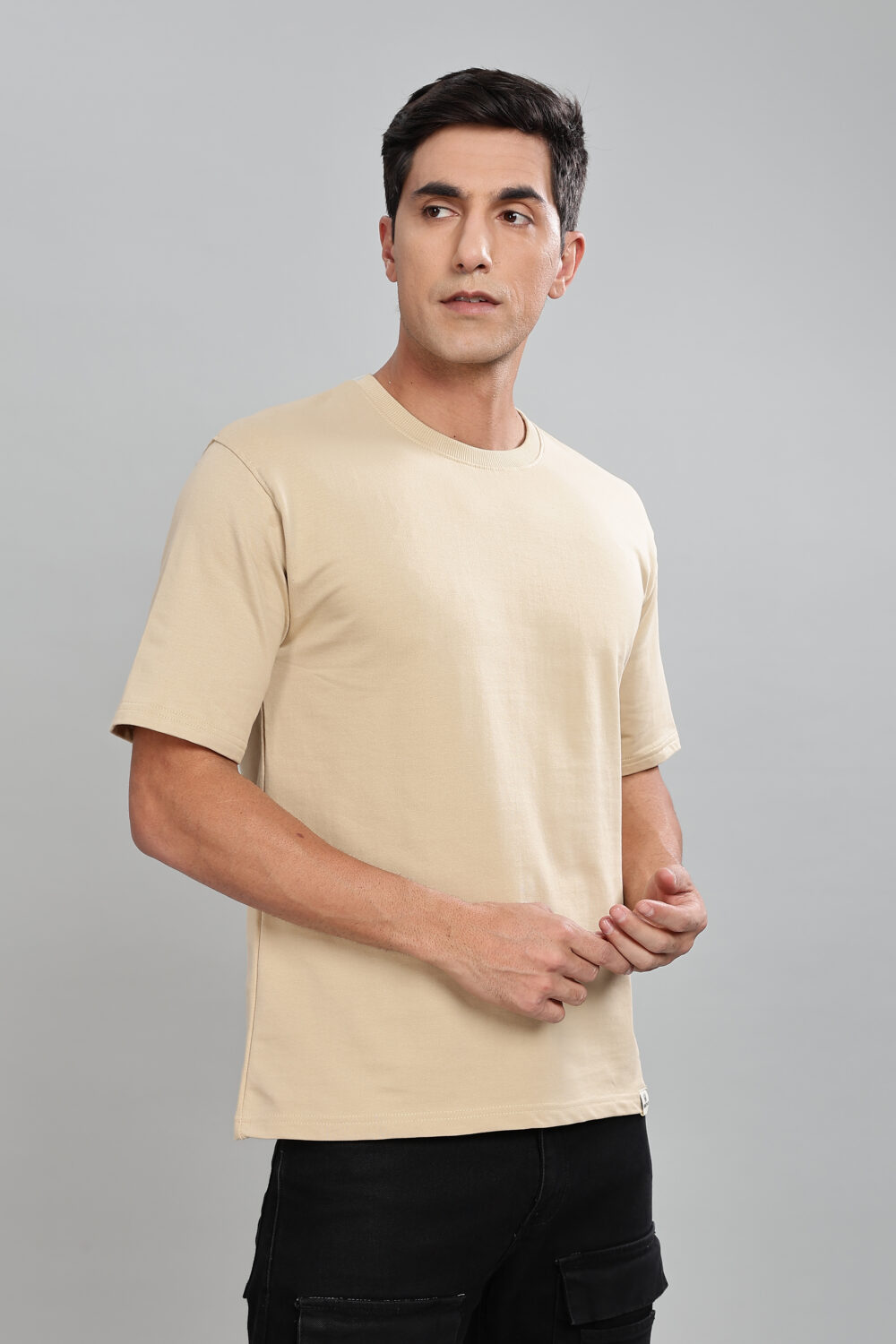 Beige Slim Fit  T-shirts