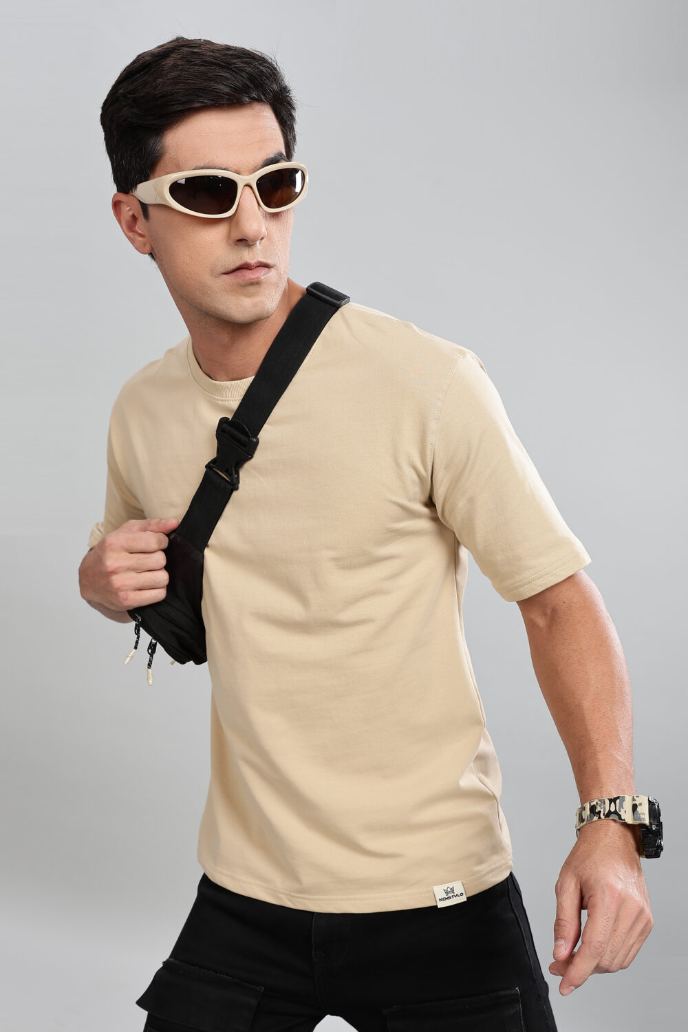 Beige Slim Fit  T-shirts - Image 11